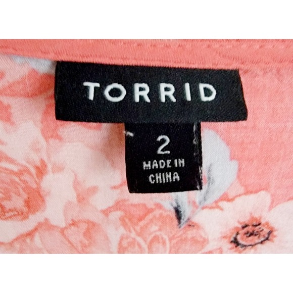 Torrid 3 Blouse Flutter Sleeve Baby Doll Pink Floral Gathered Waist‎ Tunic 3X - Picture 5 of 8